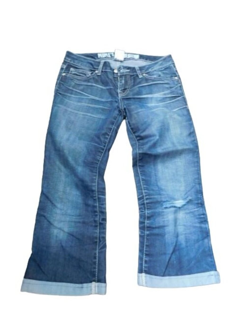 People's Liberation Size 27 Crop Distressed Cuffed Patchwork Denim Jeans
